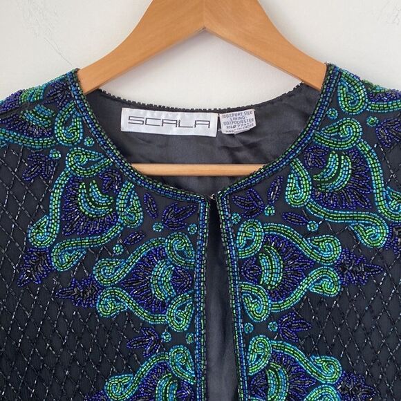 Vintage Jackets & Blazers - Vintage Silk Beaded Open Top